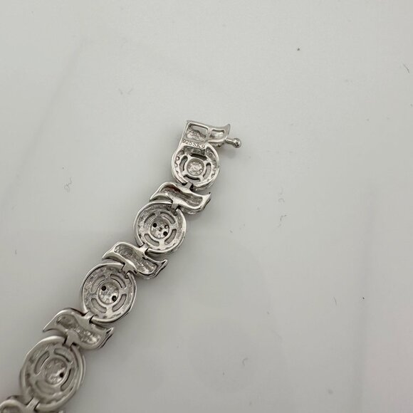 Beautiful Rose Gold Overlaying Sterling Silver Diamond Bracelet - Picture 9 of 14